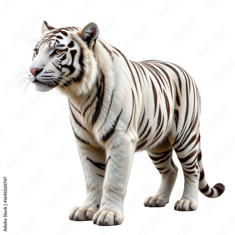 Obraz premium Majestic White Tiger Portrait with Striking Features and Details