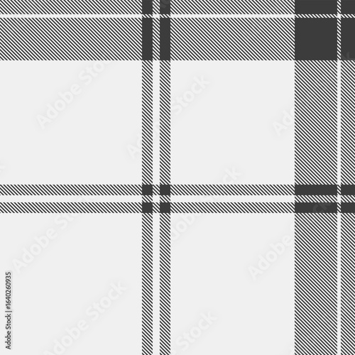 Man fabric pattern plaid, comfortable vector check background. Femininity seamless texture textile tartan in white and grey colors.