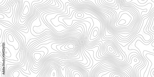 raphy landscape Topo contour map on white background, Topographic contour lines. Seamless pattern with lines Topographic map. Geographic mountain relief diagram line wave carve pattern. 