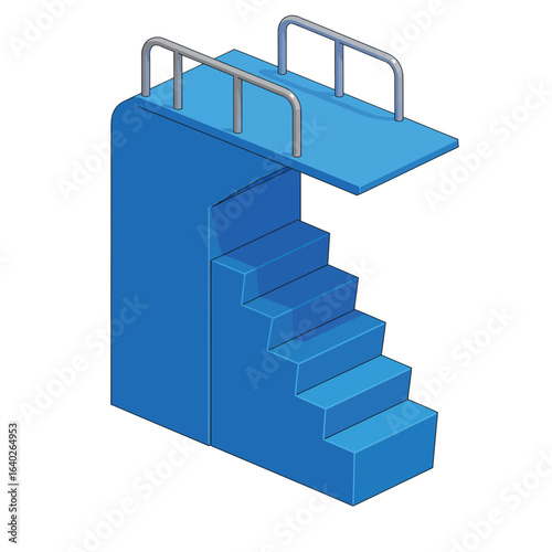 Stylized isometric vector illustration of a blue diving platform