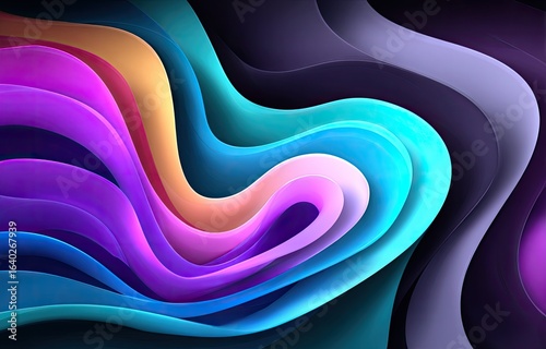 Abstract swirling layered shapes in vibrant colors