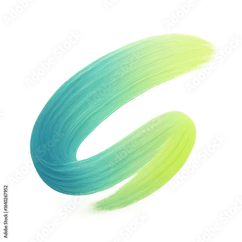 Abstract swirling brushstroke in cyan with vibrant yellow-green background