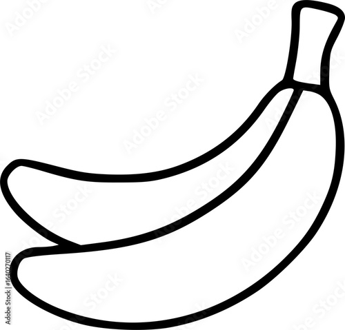 Black and white outline drawing of two bananas, perfect for coloring pages or simple graphic design.