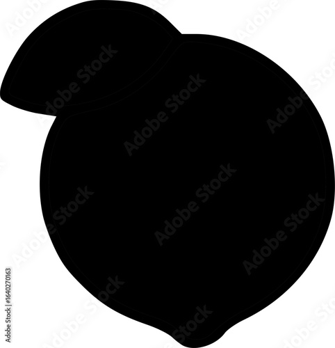 Silhouette of a single, ripe peach, showing stem and slight curve.