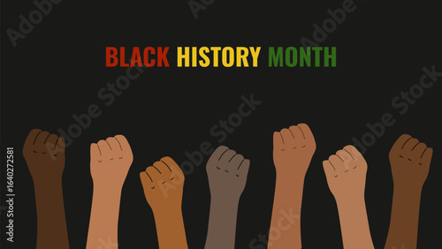 Black History Month African American history card celebration. Red yellow green color. Web page banner poster design. Vector.