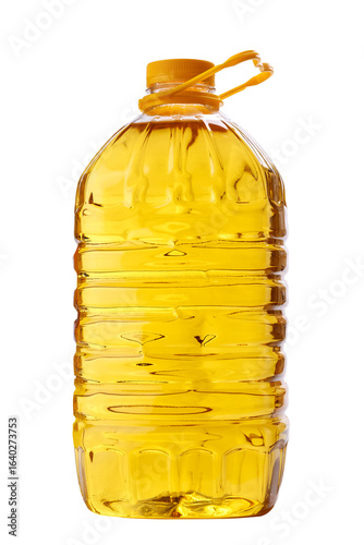vegetable oil in a plastic bottle, on a transparent background