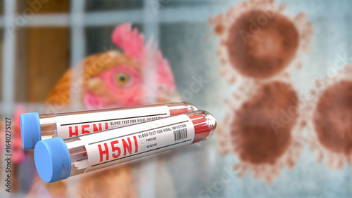 The Blood Tube for avian influenza or bird flu concept 3d Rendering.