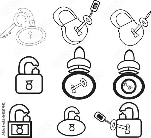 lock icon. Locks icons set. Locked and unlocked vector icon set. Lock symbol isolated on transparent background. Padlock symbol. Privacy symbol vector stock illustration.