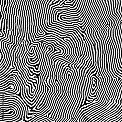 Abstract line art pattern background with black and white fingerprint texture line drawing art design vector art