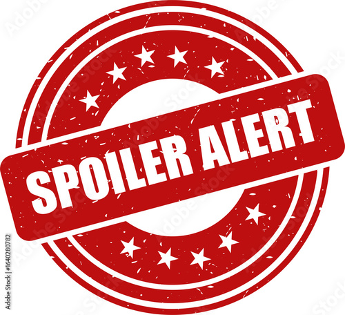  Spoiler alert red stamp, Stamp round style