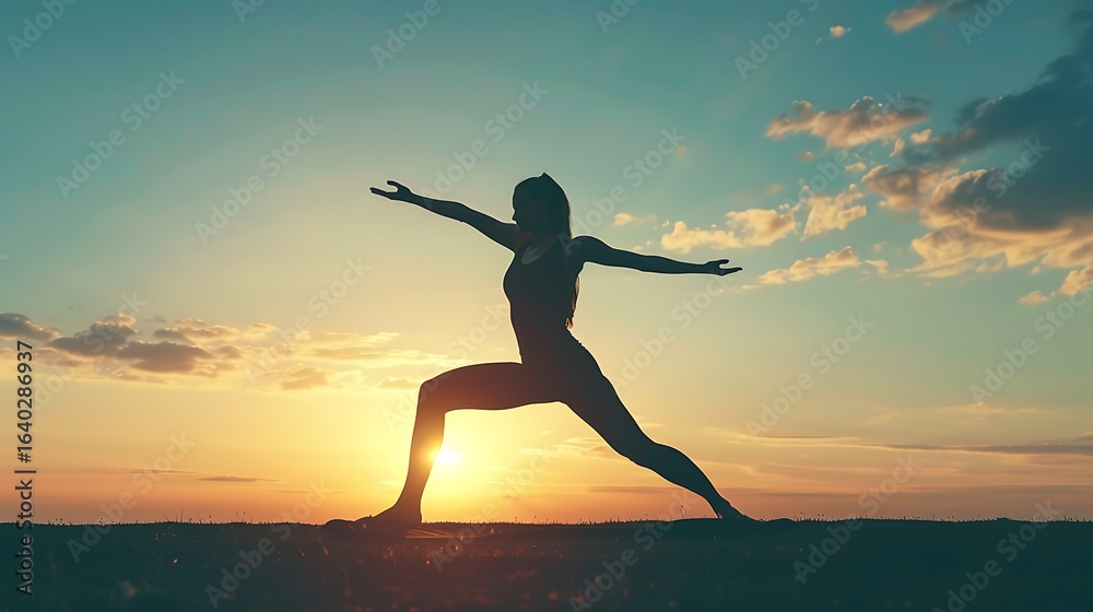 Fototapeta premium a woman doing yoga at sunset