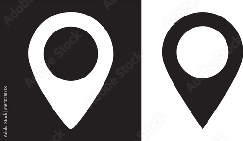 Location pin icon in black and white, design element