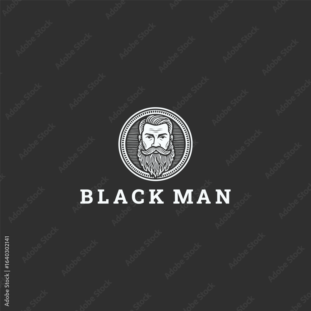 Fototapeta premium Vintage black man logo with detailed artistic style.