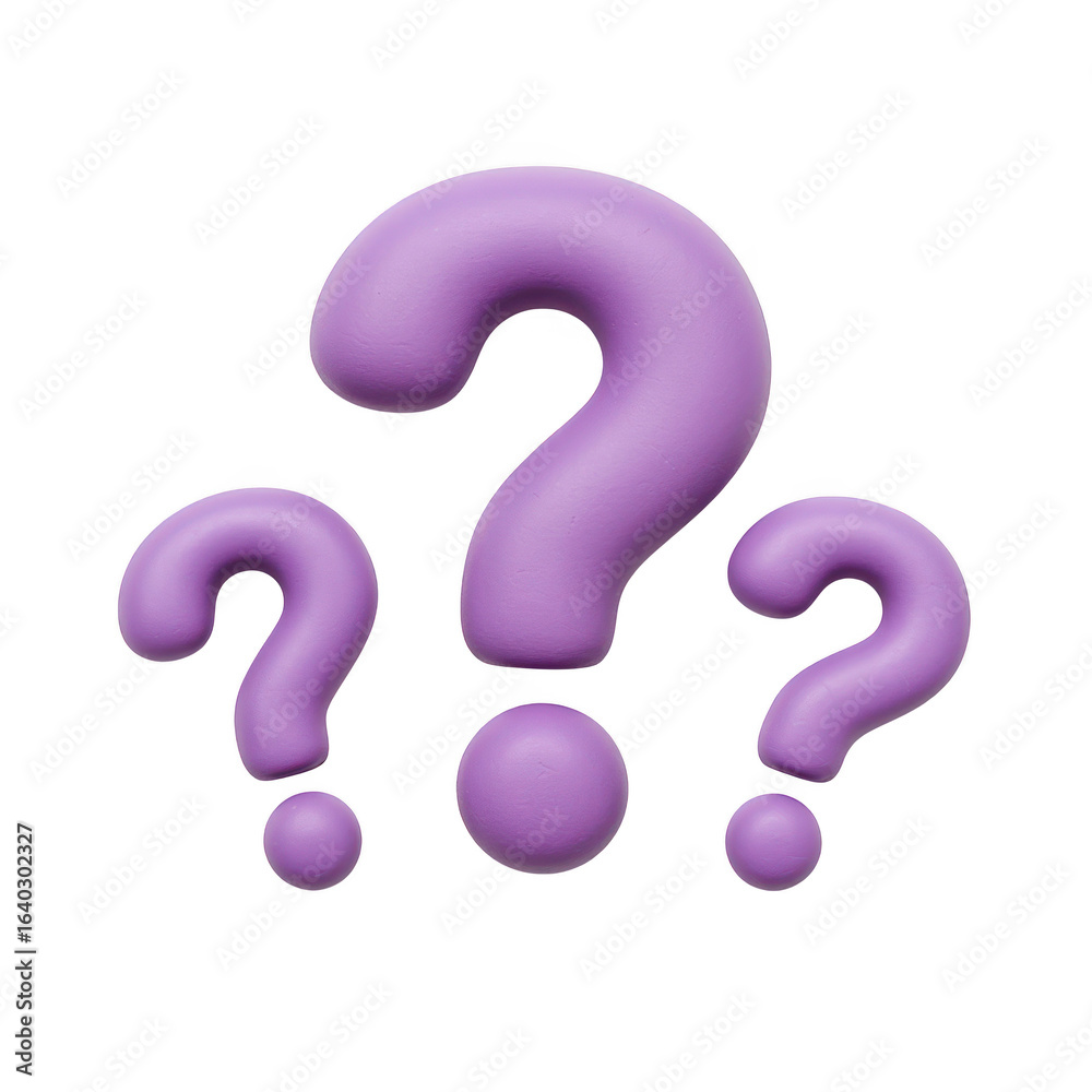 Three purple question marks isolated on transparent background Three purple question marks isolated on transparent background