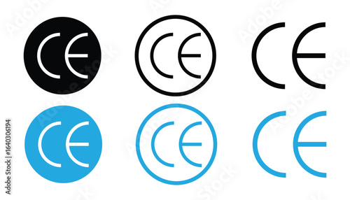 European CE Mark Icon Collection Quality Certification, Compliance Label, and Packaging Symbols