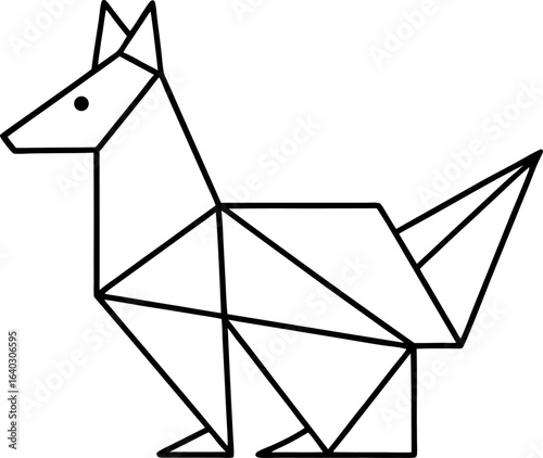 Geometric origami dog illustration isolated on white background