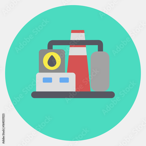 Icon refinery. Oil Industry elements. Icon in color mate style.