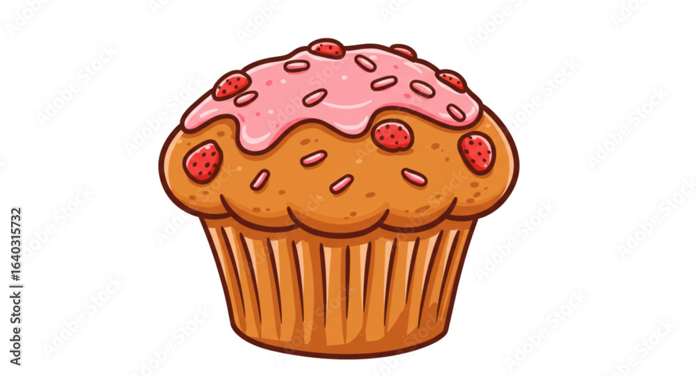 Strawberry cupcake isolated on white background Strawberry cupcake isolated on white background
