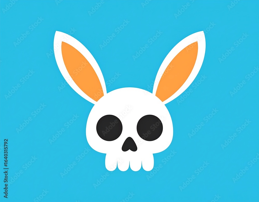 Obraz premium A whimsical juxtaposition: Bunny ears adorning a skull, a surreal and playful image