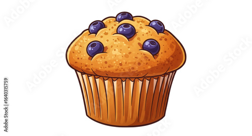 blueberry muffin isolated on white