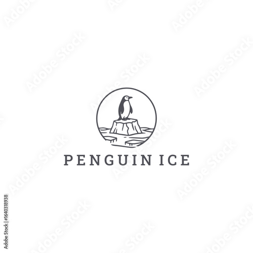 Penguin ice logo with a cool and playful style for fresh, fun branding.