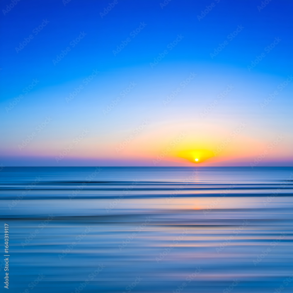 Fototapeta premium Abstract Sunset Over Ocean with Vibrant Sky and Calm Waves