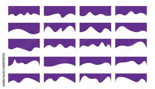 Collection of wavy decorative border for web design element vector. Website divider border vector illustration