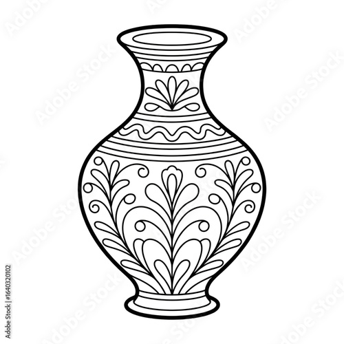 Vase illustration vector style coloring page