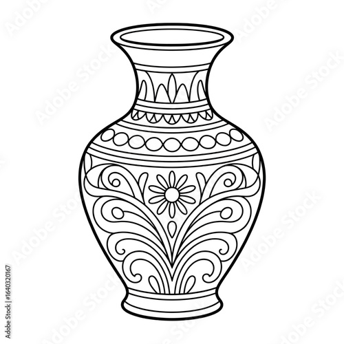 Vase illustration vector style coloring page 