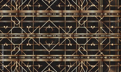 Elegant gold art deco pattern on a dark background for a luxurious touch, suitable for vintage