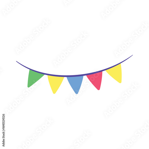 A Colorful String of Bunting Flags for Festive Celebrations and Parties