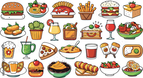Popular Fast Food and Dessert Assortment meal snack