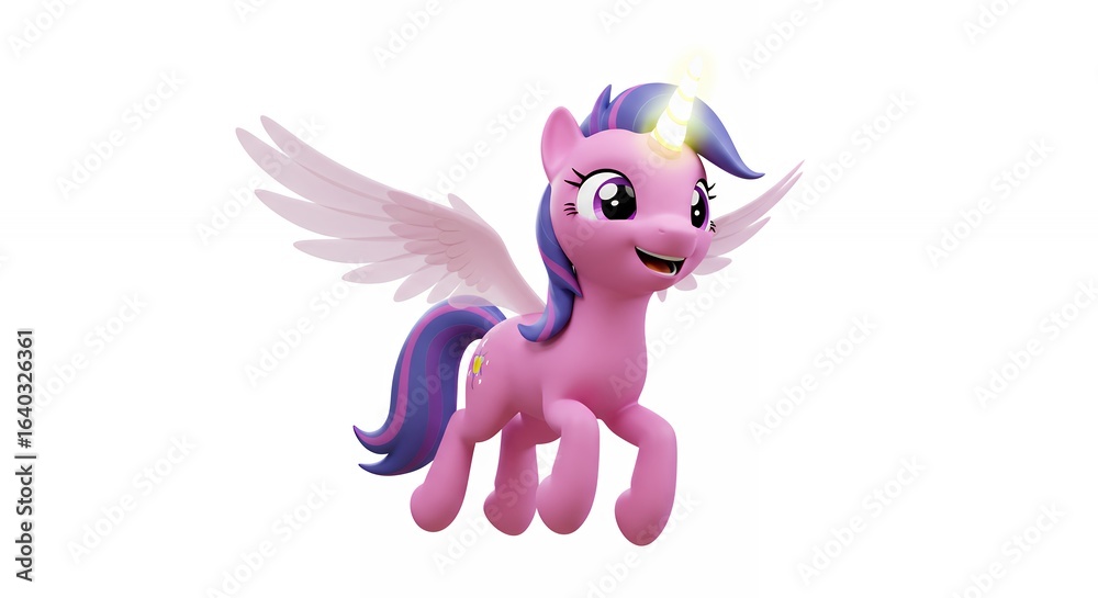 Fototapeta premium Pink flying horse illustration