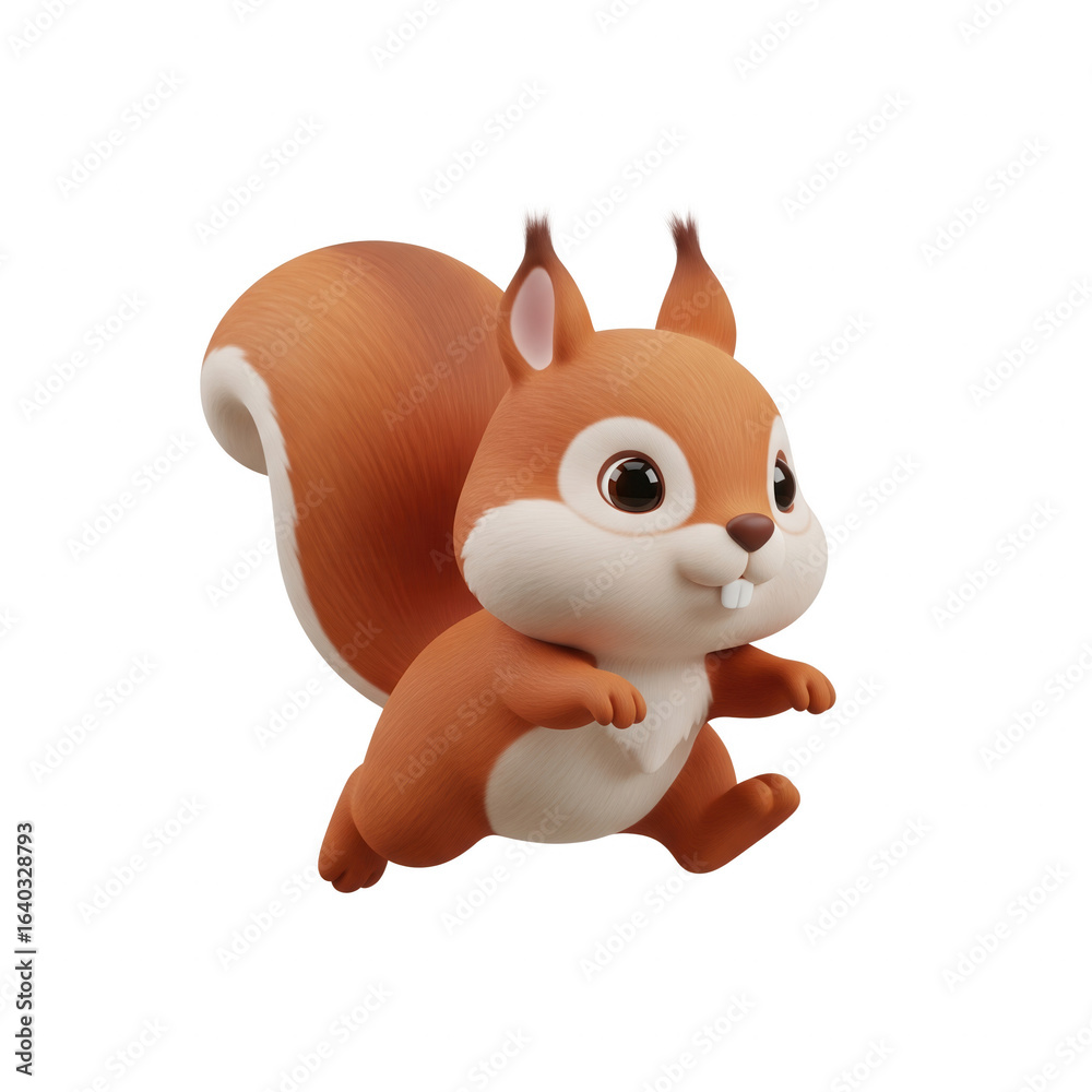 Fototapeta premium Cute Squirrel Cartoon Character Running On A Transparent Background For Kids