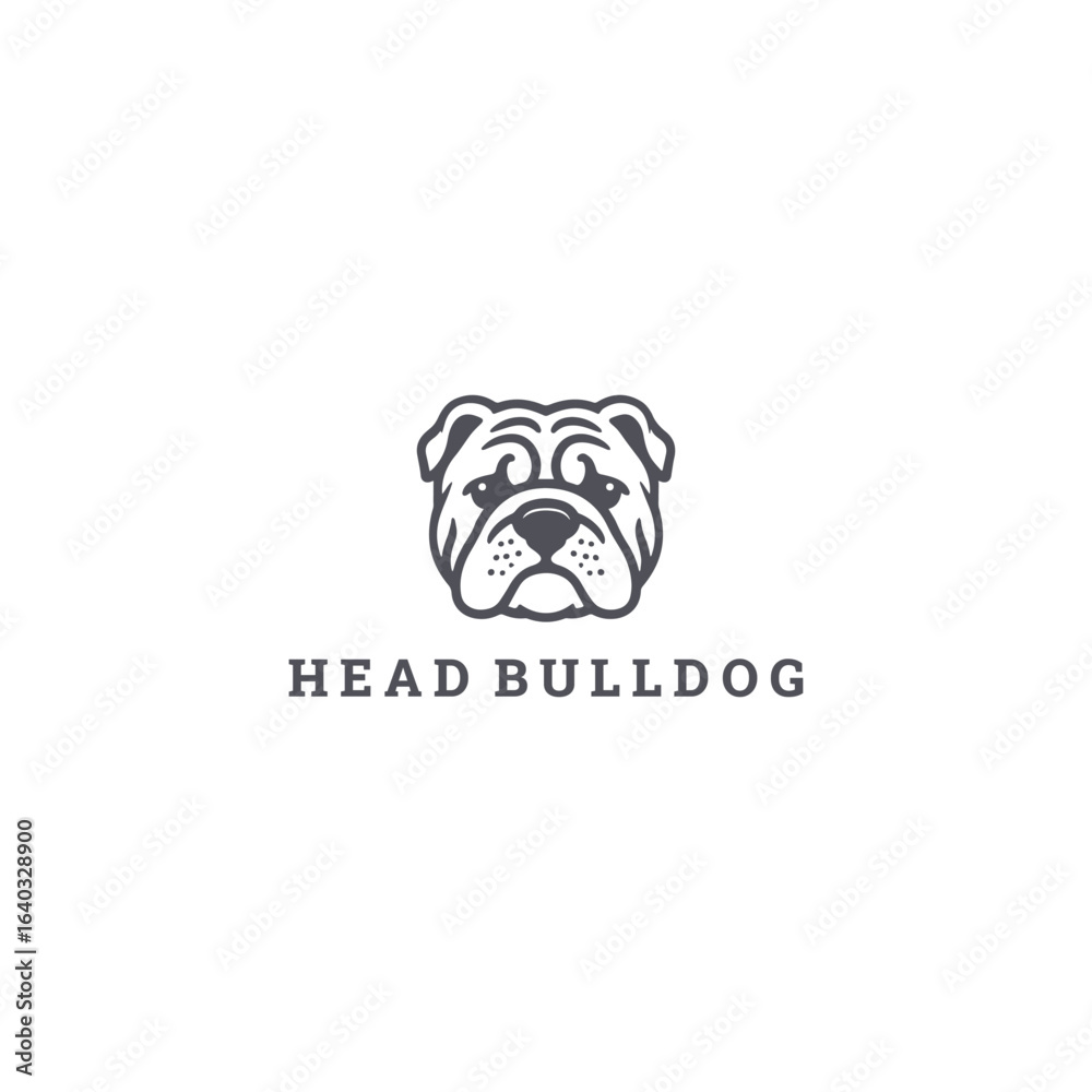 Obraz premium Head bulldog logo with a tough and bold style for strong brand identity.