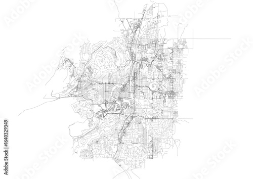 Vector highway map of Bend with detailed road network
