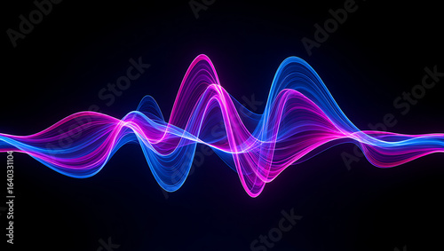 Vibrant neon sound wave pulsing with energy against a dark background representing audio technology