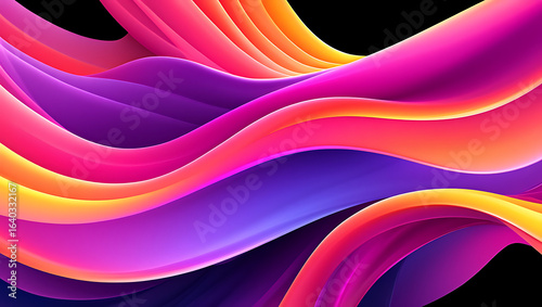 Vibrant flowing abstract waves of neon pink purple and orange colors creating a dynamic and energetic visual