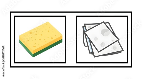 sponge and drying cloth vector