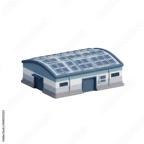 Energy Efficient Warehouse With Solar Panels Illustrating Sustainable Business On A Transparent Background