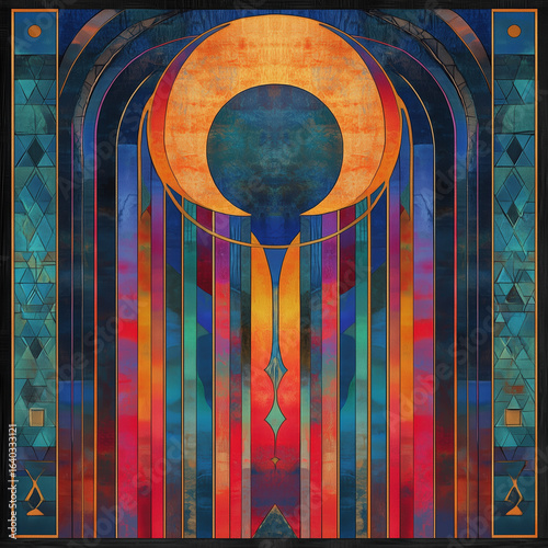 Astrology-inspired tarot card illustration, Abstract_Tarot_card_design_of_The_Moon