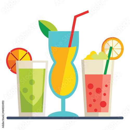Set of Soda can, cocktail, soft drinks isolated vector illustration