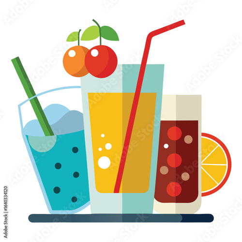 Set of Soda can, cocktail, soft drinks isolated vector illustration