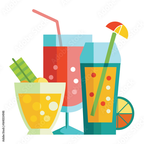 Set of Soda can, cocktail, soft drinks isolated vector illustration