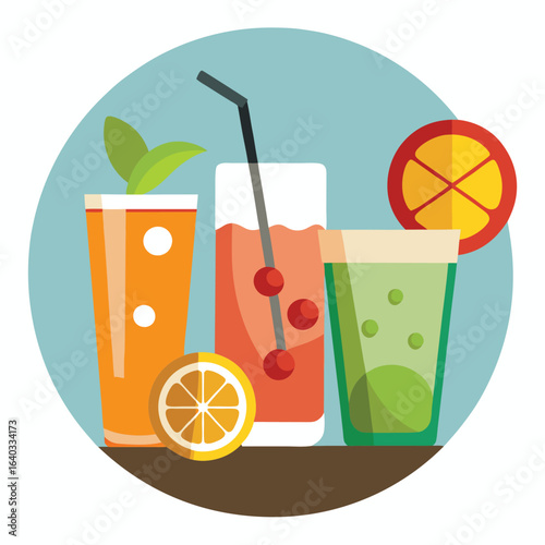 Set of Soda can, cocktail, soft drinks isolated vector illustration
