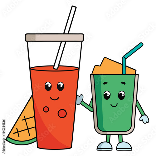 Set of Soda can, cocktail, soft drinks isolated vector illustration