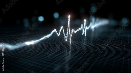 Abstract digital heartbeat waveform on a dark background.
