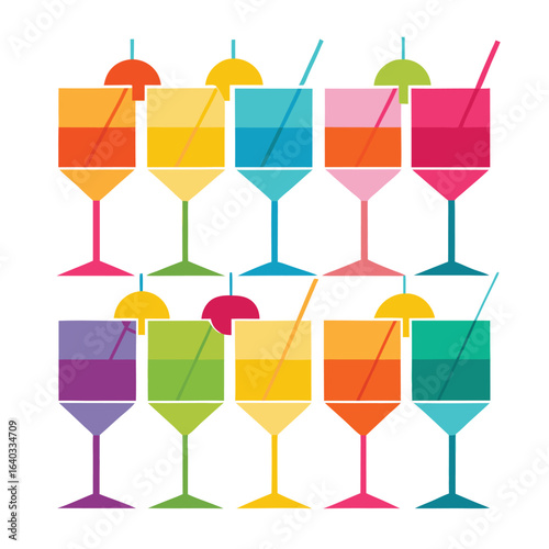 Set of Soda can, cocktail, soft drinks isolated vector illustration