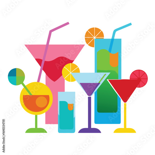Set of Soda can, cocktail, soft drinks isolated vector illustration