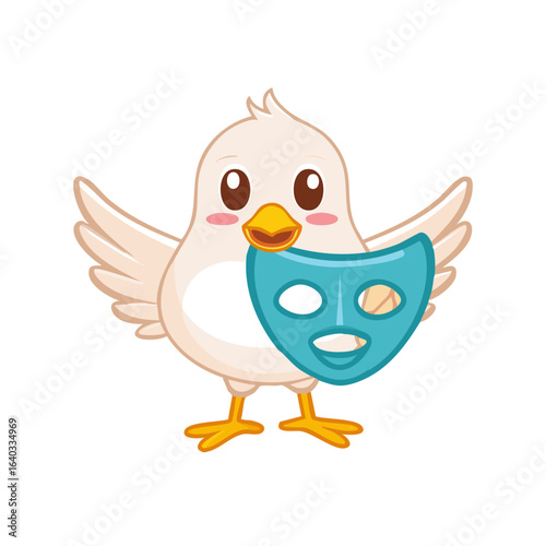 Wallpaper Mural Simple Illustration Cute Dove with Theater Mask Torontodigital.ca